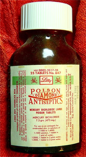 A bottle of pharmaceutical grade mercury bichloride bought in 1981